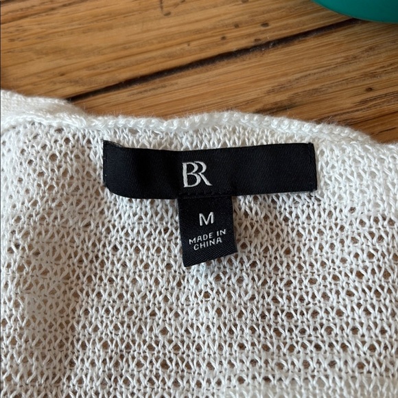 Banana Republic Long White Open-Front Cardigan 100% Linen. Size M - Picture 5 of 6